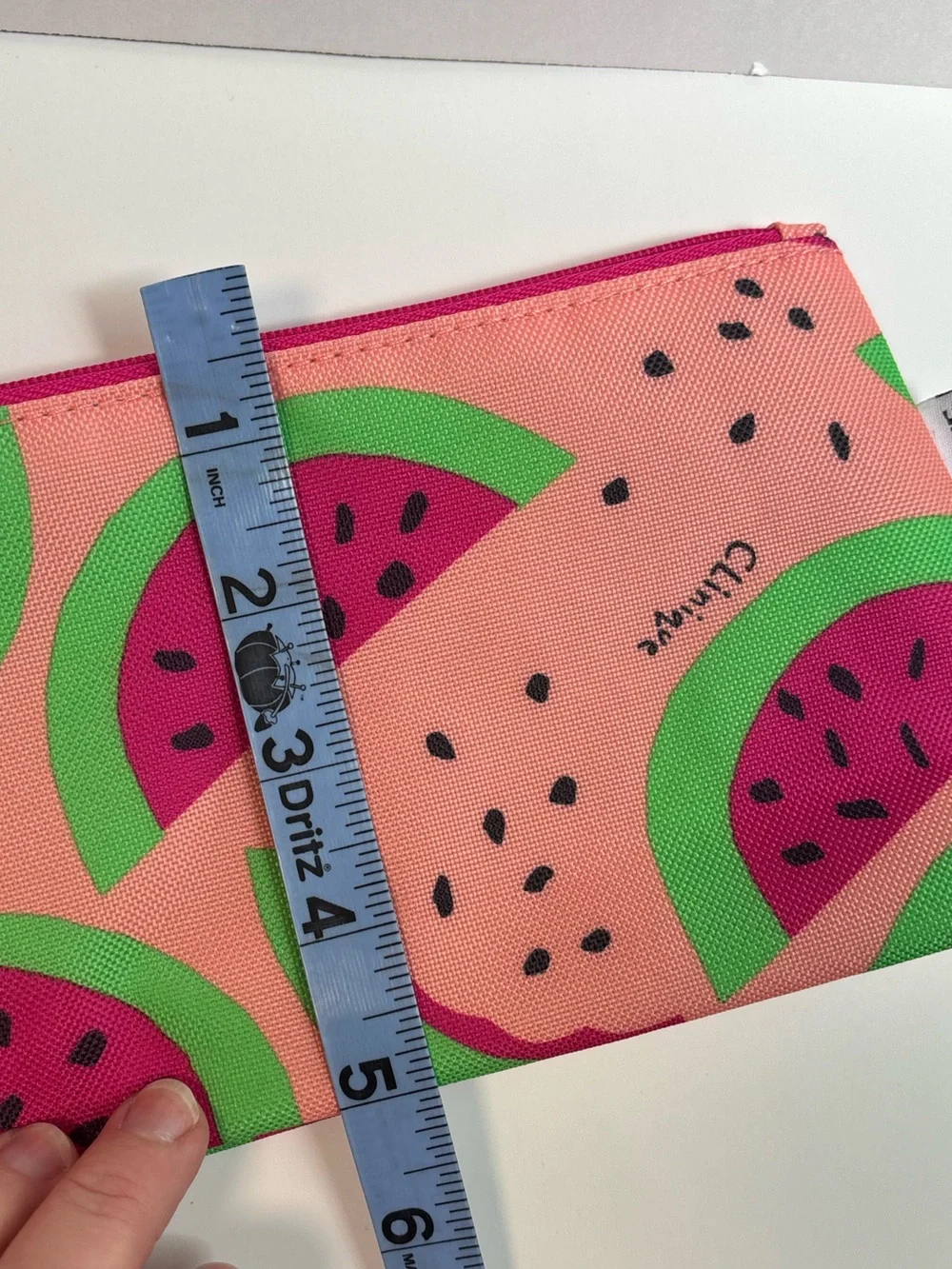 Donald x Clinique small makeup pouch with watermelon motif